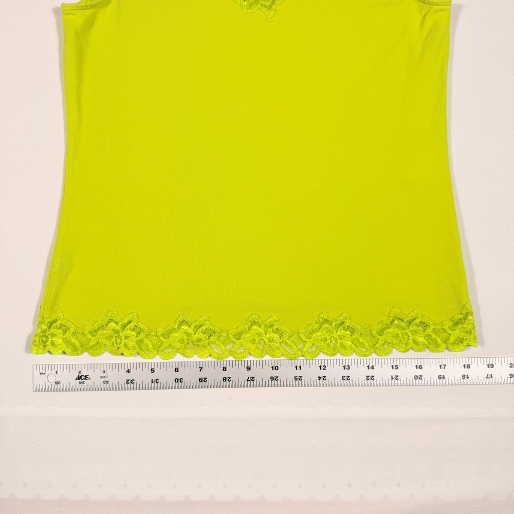 Coldwater Creek Womens XS Bright Yellow Green Lace V-Neck Tank Top Sleeveless - Picture 11 of 11